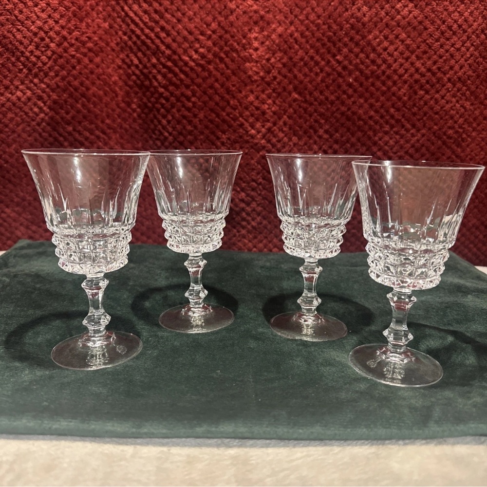 CRISTAL D'ARQUES 4 Crystal Wine Glass Tuilleries Villandry Durand VTG 5.25x3